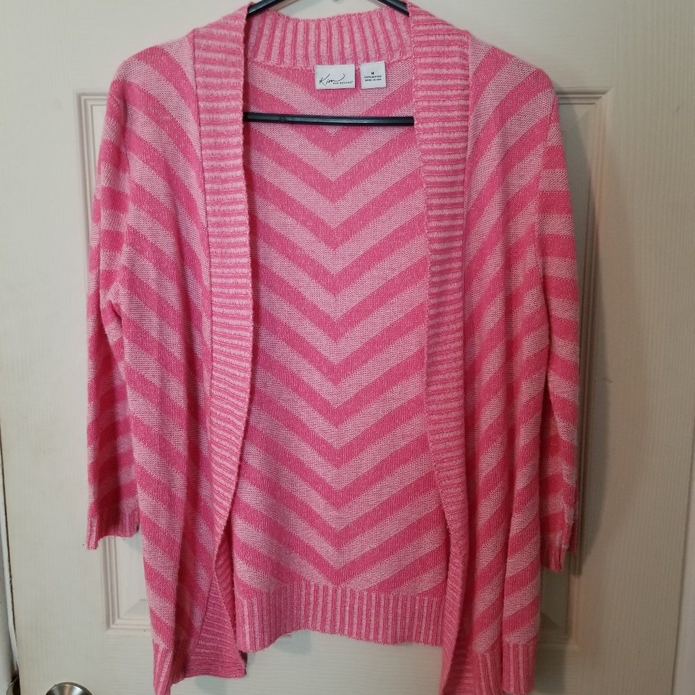 Chevron Pink Cardigan - Medium
